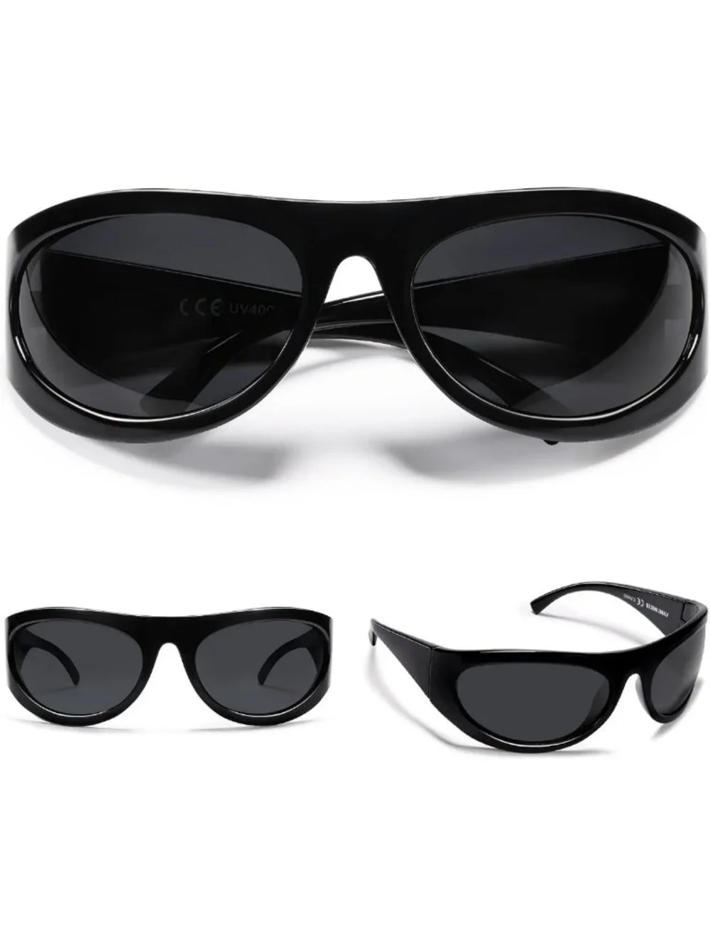 Trendy Oversized Polarized Wrap Around Sunglasses for Men & Women - Sporty Style